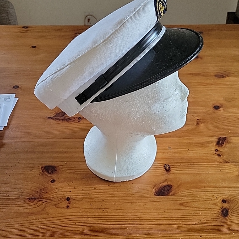 Vintage Pierre laulhere white cotton sailor cap hat new sz m l 57
